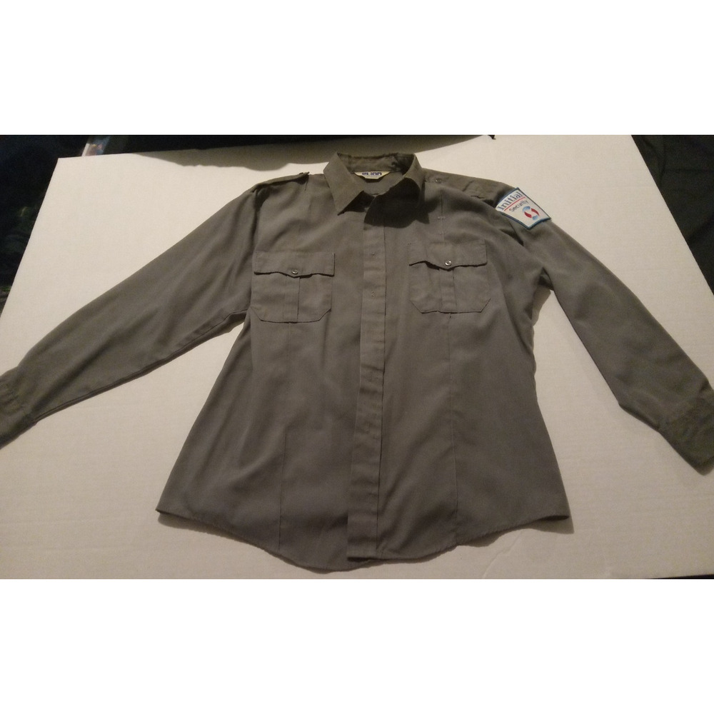 Lion Clothing Size Large Grey Initial Security Button Up Long Sleeve Shirt